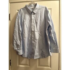 Calvin Klein Infinite Wrinkle Free Men's 4x 20 34/35 Blue Check Button Up Shirt